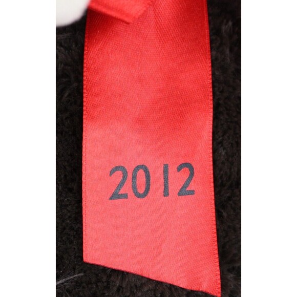 Animal Adventure Sitting Teddy Bear Dark Brown Plush Red Satin Bow 2012 13" - Picture 3 of 6